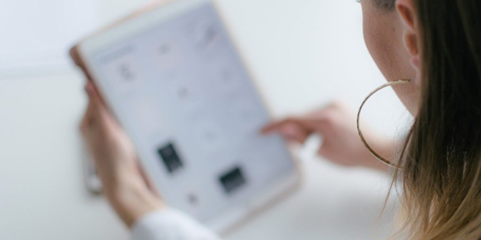 Tablet and woman