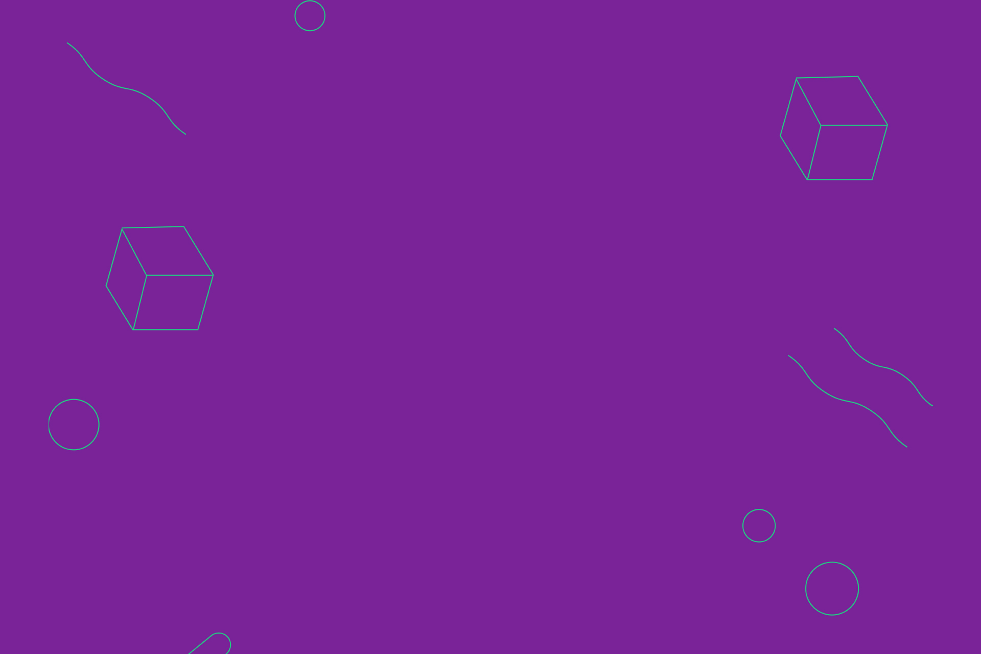 Green graphic elements on purple background