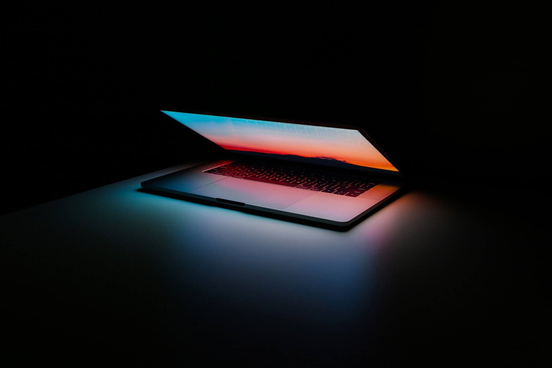 Open computer on desk