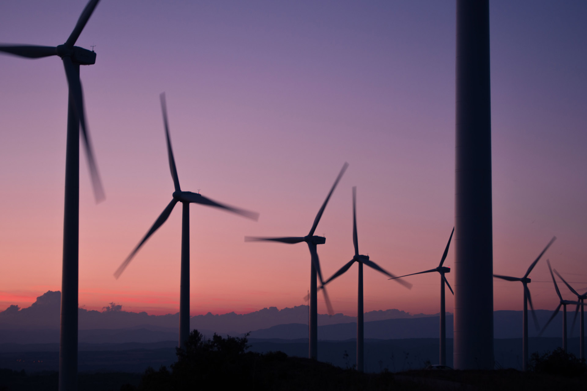 Wind energy pink skies 
